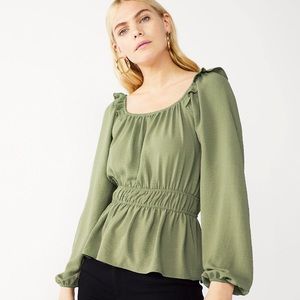 NWT Nine West Women's Square Neck Peplum Blouse